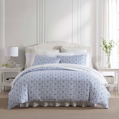 Laura Ashley 2pc Twin Lorelei Duvet Set Indigo: 300 Thread Count ...