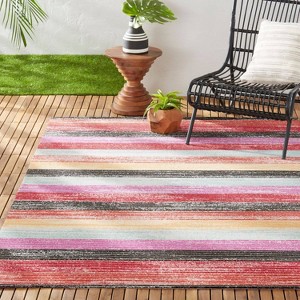 7'9" x 10'2" New York Patio Sofia Estelle Indoor/Outdoor Rug Red/Pink - Nicole Miller: UV & Stain Resistant, Woven Polypropylene - 1 of 4