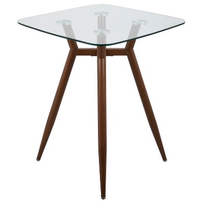 Clara Contemporary 30'' Square Glass Counter Table - Walnut Finish