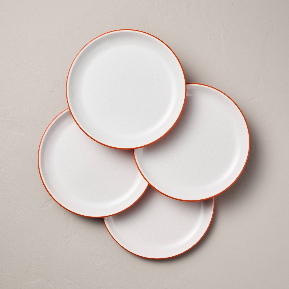Photos - Other kitchen utensils 4pk 10.5" Colored Base Melamine Dinner Plates Cream/Poppy - Hearth & Hand™