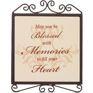 Pavilion Gift Company - Blessed with Memories - 5" x 6.5" Plaque with Metal Scroll - Wall Sign Panels - 1 of 4