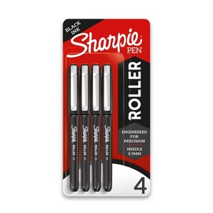 Sharpie Roller 4pk Rollerball Gel Pens 0.7mm Black Ink: Fine Point 0.5mm, Cap & Pocket Clip, Stationery & Office Supplies - 1 of 4