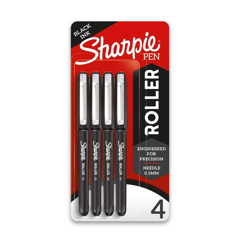 Sharpie Roller 4pk Rollerball Gel Pens 0.7mm Black Ink, 1 of 9