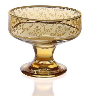 Classic Touch Set of 6 Amber Dessert Bowls with Gold Design