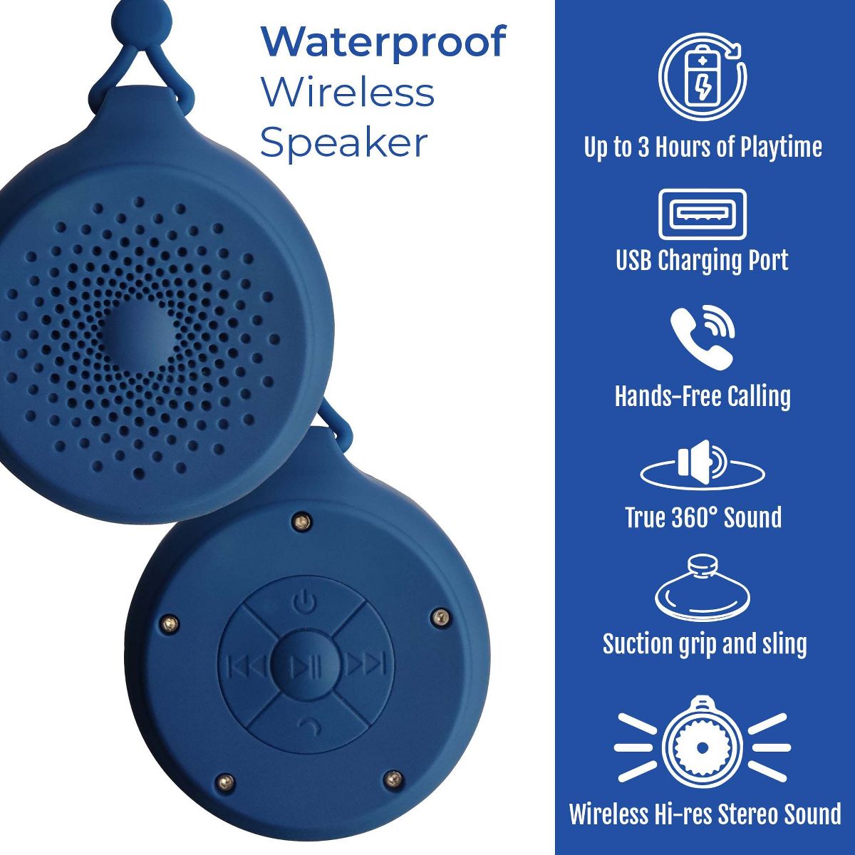 Total Audio Freedom Collection – Wireless Earbuds + Extended-Play 360° Speaker + Waterproof Suction Speaker - thumbnail 6