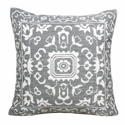 HomeRoots 20" X 20" Gray And White 100% Cotton Geometric Zippered Pillow