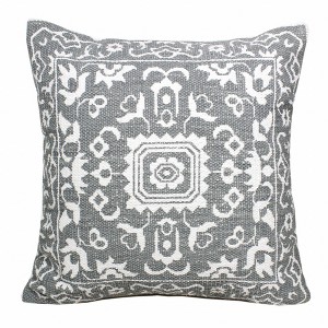 HomeRoots 20" X 20" Gray And White 100% Cotton Geometric Zippered Pillow - 1 of 4