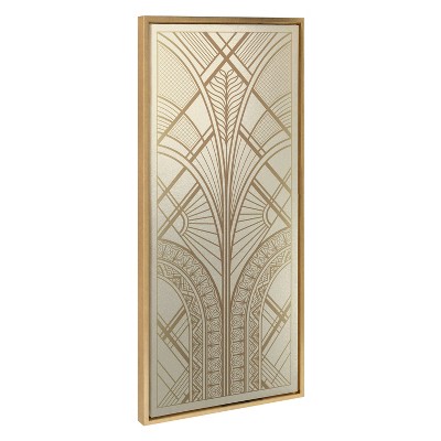Kate & Laurel All Things Decor 18"x40" Sylvie Retro Art Deco Glam Abstract Framed Metallic Canvas Wall Art by The Creative Bunch Studio