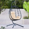 PAGED Indoor Outdoor PE Rattan Swing Chair with Cushion and Rust Resistant Frame,Egg Chair for Patio,Porch,Garden - 2 of 4