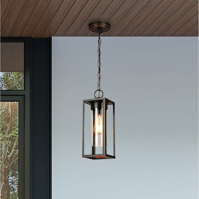 Walker Hill 15" Vintage-Style Outdoor Pendant in Oil Rubbed Bronze with Clear Glass