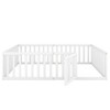 CAVINAS Twin/Full/Queen Size Bed Frame with Heightened Fences,Solid Wood Floor Bed for Kids Room,Bedroom,Playroom - 4 of 4