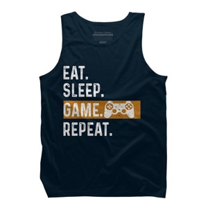 Men's Design By Humans Eat Sleep Game Repeat By MeowShop Tank Top - 1 of 2