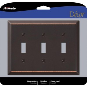 Amerelle Century Antique Bronze 3 gang Stamped Steel Toggle Wall Plate 1 pk - 1 of 1