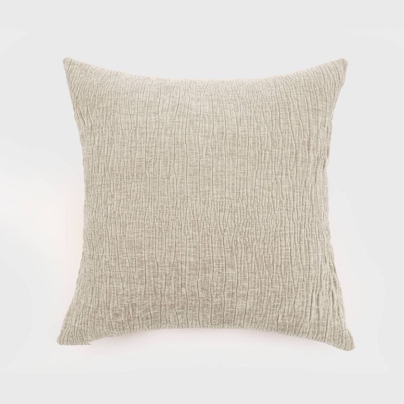 24&#34;x24&#34; Oversized Textured Washed Chenille Woven Square Throw Pillow Silver Birch - Evergrace, 1 of 5