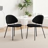 Set of 4 Boucle Upholstered/PU Leather Dining Chairs with Metal Legs,Mid-Century Modern Accent Chair for Kitchen or Dining Room-The Pop Home - 2 of 4