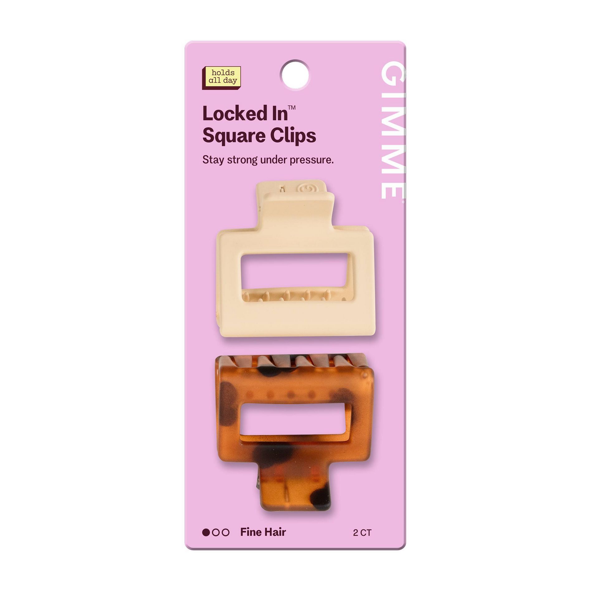 Gimme Beauty Locked In Claw Clip Duo - Fine Square - 2ct