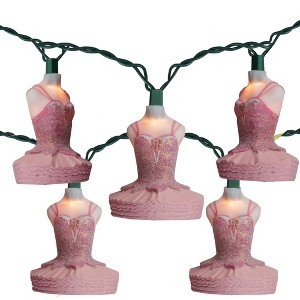 Kurt S. Adler 10-Count Pink Ballerina Christmas Light Set, 8.9ft Green Wire - 1 of 3