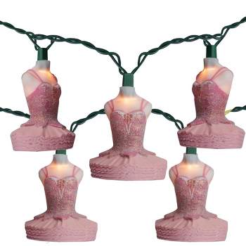 Kurt S. Adler 10-Count Pink Ballerina Christmas Light Set, 8.9ft Green Wire
