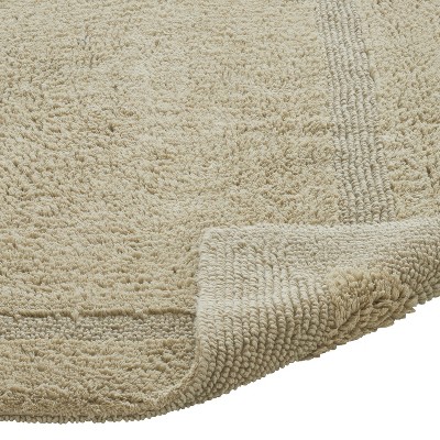 Lux Collection Sand 20" x 20" Cotton Tufted Reversible Contour Bath Rug