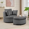 Hyleory Corduroy 360 degree swivel chair, Accent Chair with Ottoman Set, Mid Century Modern Barrel Armchair, Upholstered Club Tub Round Arms Chair - 3 of 4