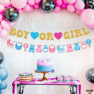 KatchOn, Glitter Boy or Girl Gender Reveal Banner - 10 Feet, No DIY | Gender Reveal Signs for Baby Shower Decorations | Gender Reveal Backdrop - 1 of 4