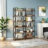 ORRD 67" 6-Tier Industrial Bookshelf, Freestanding Metal Frame Bookcase with Open Wood Shelves, Brown - 2 of 4