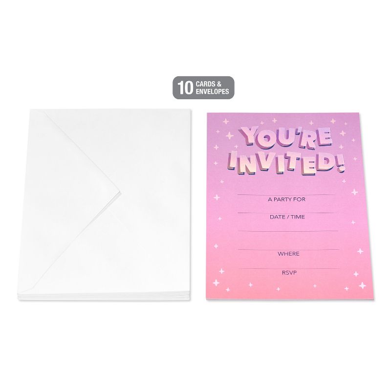 10ct &#39;You&#39;re Invited&#39; Invitation Cards Pink, 4 of 7