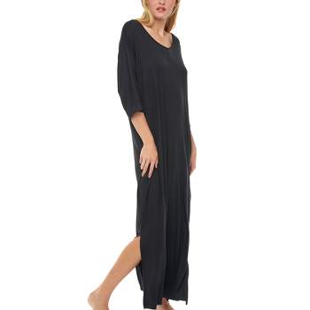Women's Soft Knit Caftan Nightgown, Loungewear Oversized Pajamas Long Sleep Dress with Pockets