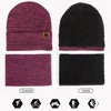 Mysuntown Winter Glove Hat Scarf 3-Piece Set, Warm Knitted Winter Hat Scarf and Touch Screen Gloves for Women, Man - 3 of 4