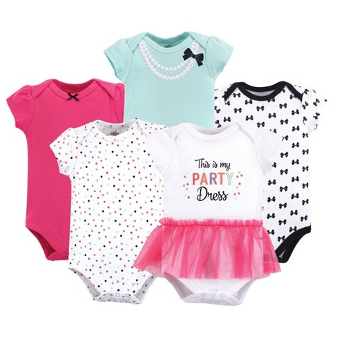 Little Treasure Baby Girl Cotton Bodysuits 5pk, Party Dress : Target