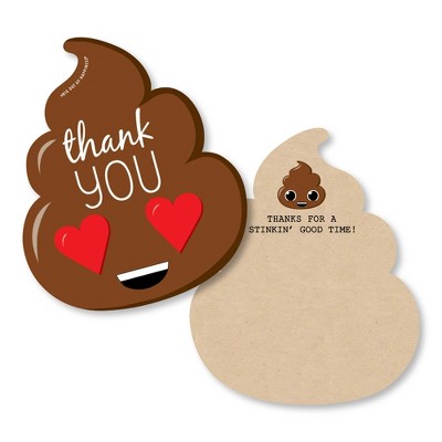 Big Dot of Happiness Party 'Til You're Pooped  - Shaped Thank You Cards - Poop Emoji Party Thank You Note Cards with Envelopes - Set of 12