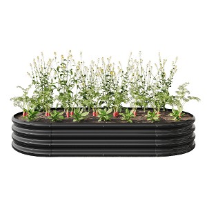 Dolonm Raised Garden Bed Outdoor, Oval Large Metal Raised Planter Bed for for Plants, Vegetables, and Flowers - Silver - 1 of 4