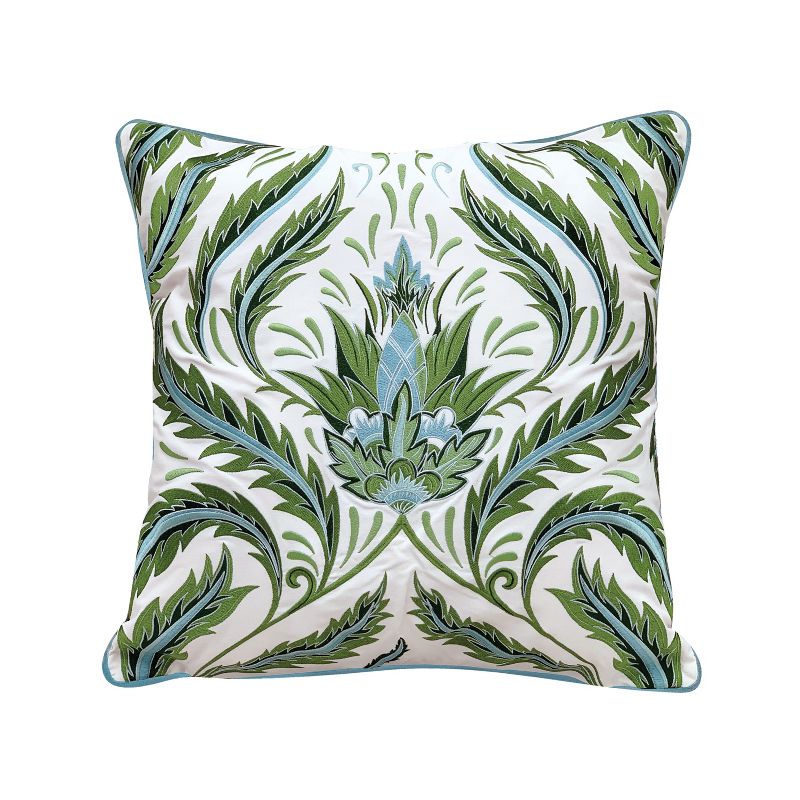 RightSide Designs Green Morris Thistle Pattern Indoor/Outdoor Throw Pillow, 1 of 4