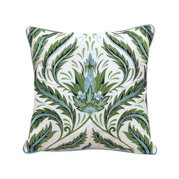 RightSide Designs Green Morris Thistle Pattern Indoor/Outdoor Throw Pillow