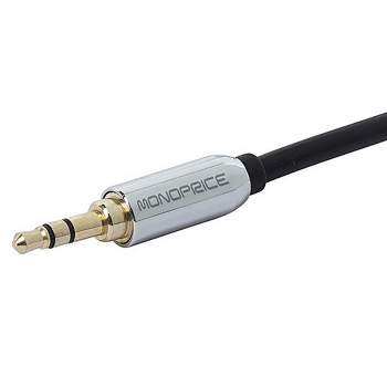 Monoprice Audio Cable - 6 Feet - Black | 3.5mm Stereo Male to RCA Stereo Male Gold Plated Cable for Mobile