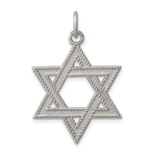 Black Bow Jewelry Sterling Silver Satin Textured Star of David Pendant, 22x25mm (1 Inch) - 1 of 4