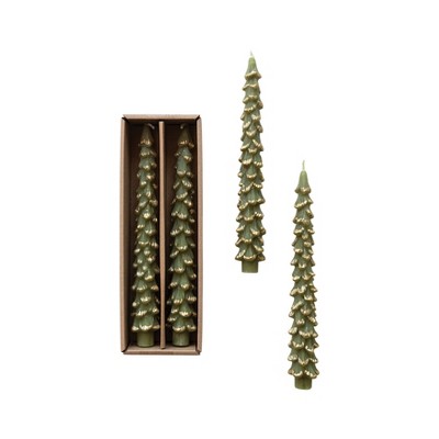Unscented Tree Shaped Taper Candles, Boxed Set Of 2