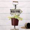 VIP Metal 32.25 in. Red Welcome Garden Stake with Planter - 4 of 4