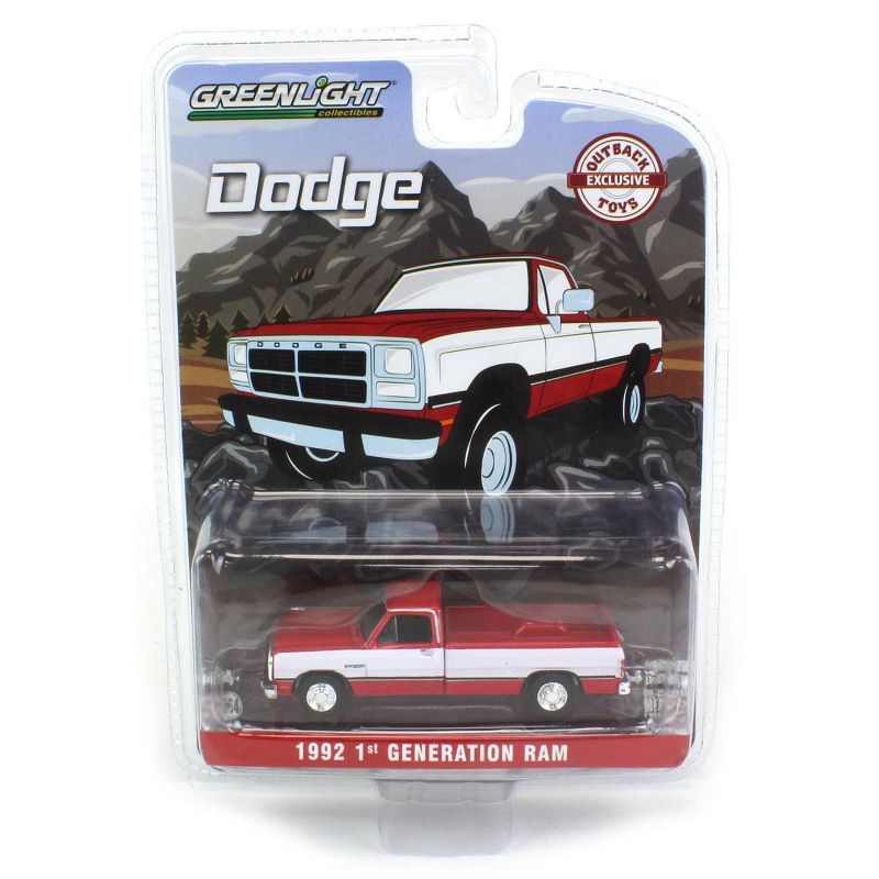 Greenlight Collectibles 1/64 Red & White 1992 Dodge Ram 1st Generation Pickup Truck Outback Toys Exclusive 51384-A, 5 of 6