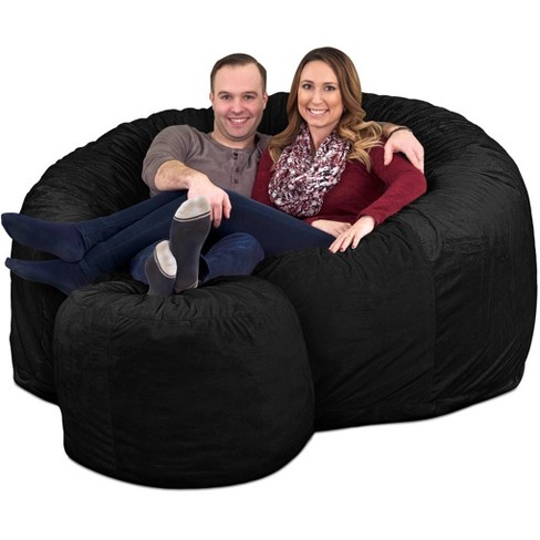 Ultimate Sack 6000 (6 Ft.) Bean Bag Chair And Footstool - Charcoal Fur ...