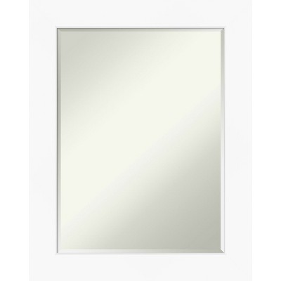 Amanti Art Cabinet White Petite Bevel Bathroom Wall Mirror 29.5 x 23.5 in.