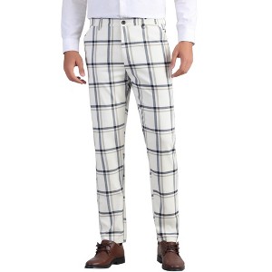 INSPIRE CHIC Men's Flat Front Formal Plaid Checked Patterned Chino Pants - 1 of 4