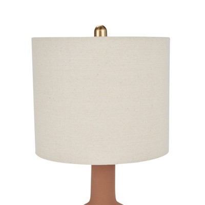 22" Terracotta Ceramic Table Lamp with White Shade