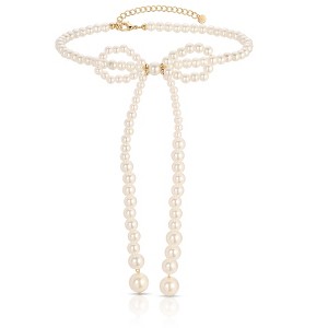 Venus Pearl Bow Necklace - Ettika Gold - 1 of 2