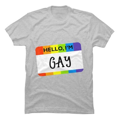 Adult Design By Humans Hello I'm Name Tag Rainbow Pride By MINHMINH T-Shirt