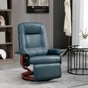 HOMCOM Faux Leather Manual Recliner, Adjustable Swivel Lounge Chair with Footrest, Armrest and Wrapped Wood Base for Living Room, Blue - 2 of 4