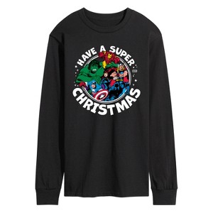 Men's - Marvel - Have A Super Christmas Avengers Long Sleeve Graphic T-Shirt - 1 of 3