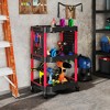 HOMCOM 3-Tier Rolling Tool Cart with Wheels, 200 LBS Capacity Plastic Utility Cart with Side Shelves for Garage, Workshop, Black and Red - 3 of 4