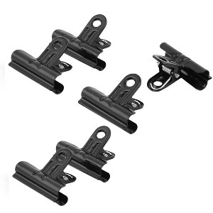Unique Bargains Stationery Metal Spring Loaded File Ticket Binder Clips Bulldog Clip Black 6pcs - 1 of 3