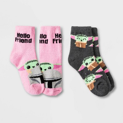Women's Star Wars The Mandalorian 2pk Cozy Ankle Socks - Charcoal/Pink 4-10